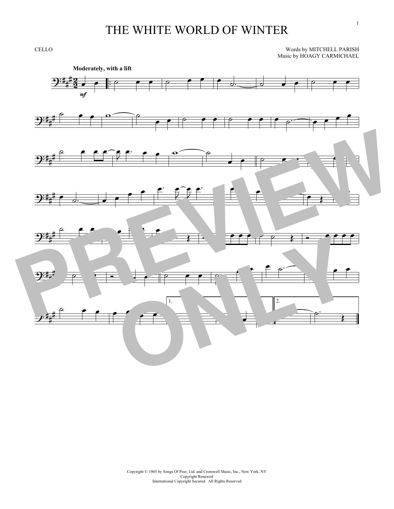 Download Hoagy Carmichael The White World Of Winter Sheet Music and learn how to play French Horn PDF digital score in minutes