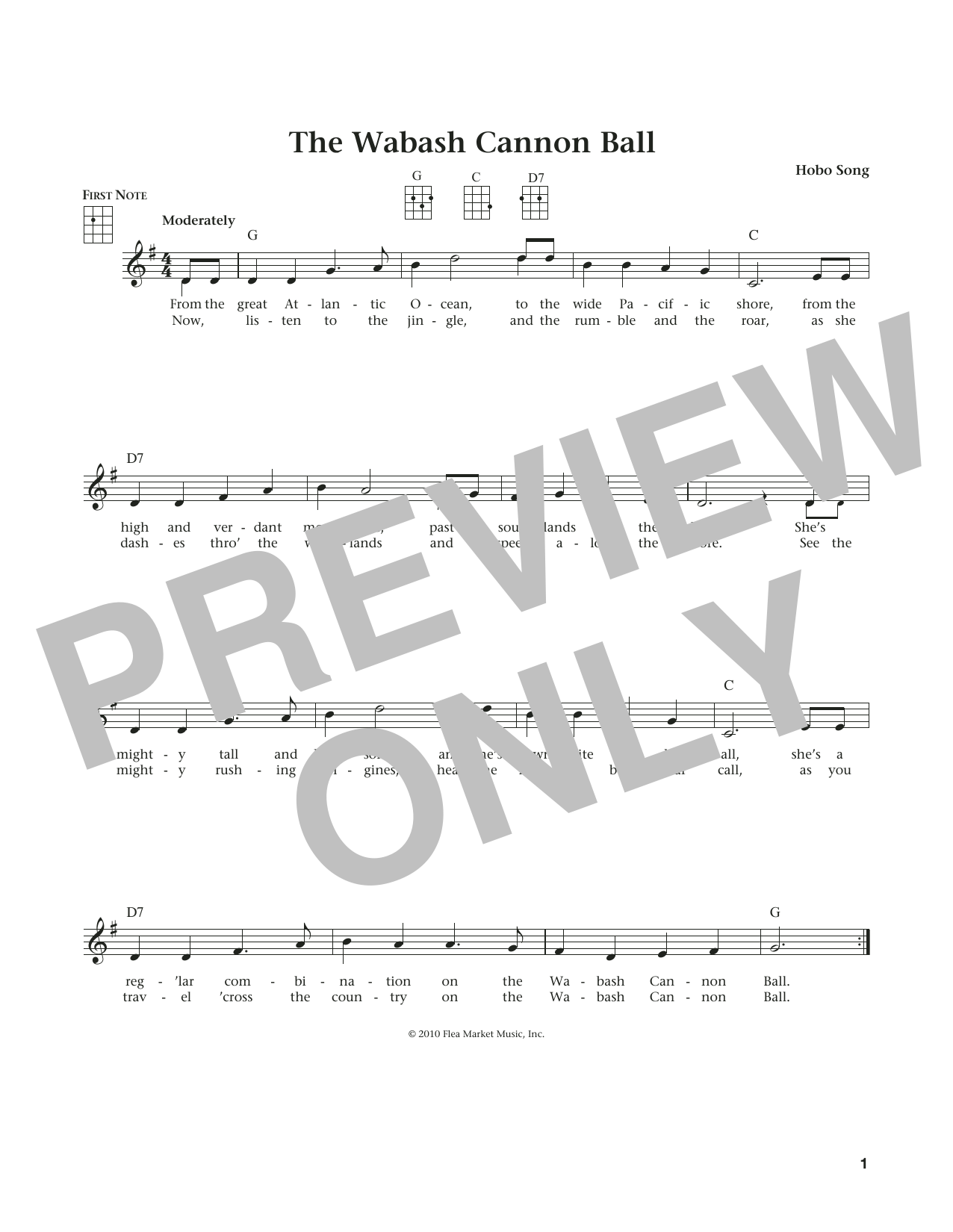 Download Hobo Song The Wabash Cannon Ball Sheet Music and learn how to play Ukulele PDF digital score in minutes