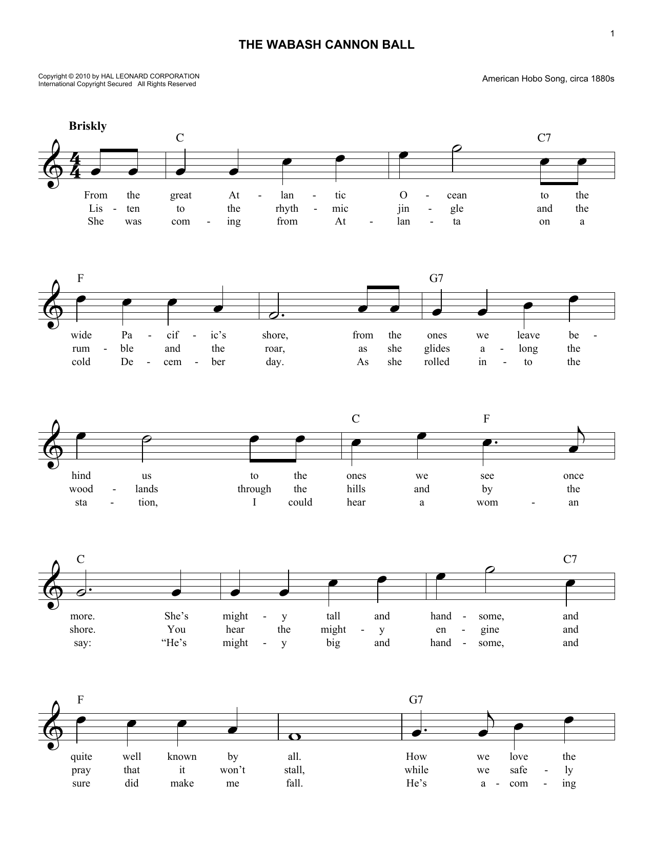 Download Hobo Song The Wabash Cannon Ball Sheet Music and learn how to play 5-Finger Piano PDF digital score in minutes