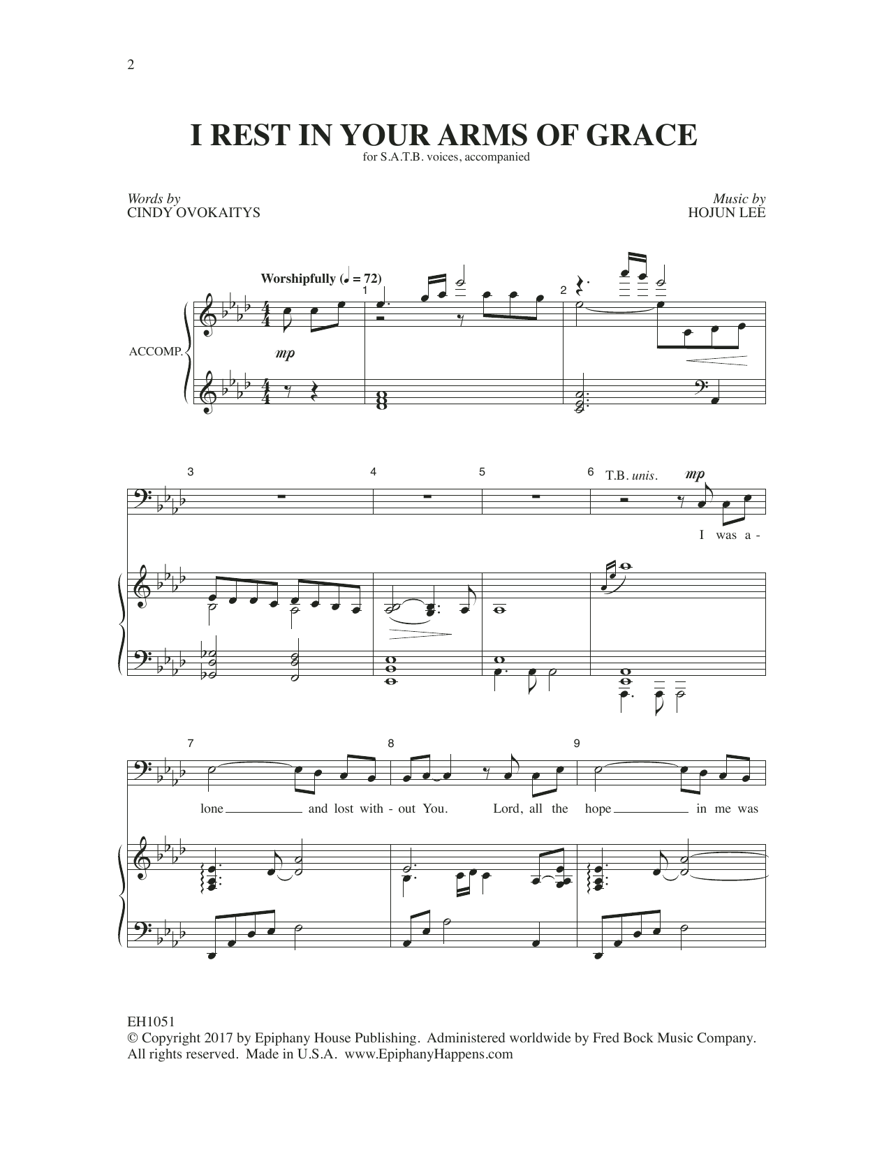 Download Hojun Lee I Rest in Your Arms of Grace Sheet Music and learn how to play SATB Choir PDF digital score in minutes