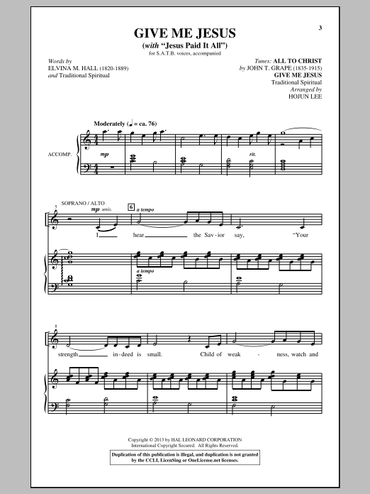 Download Traditional Jesus Paid It All (arr. Hojun Lee) Sheet Music and learn how to play SATB PDF digital score in minutes