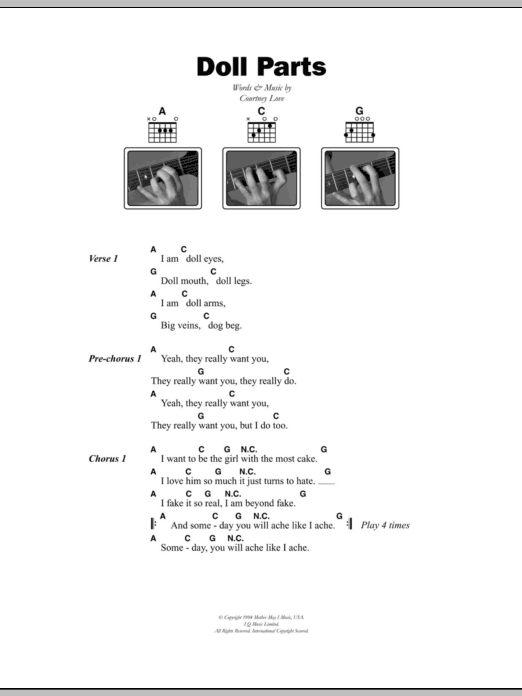 Download Hole Doll Parts Sheet Music and learn how to play Lyrics & Chords PDF digital score in minutes