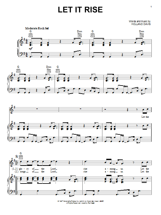Download Holland Davis Let It Rise Sheet Music and learn how to play Easy Guitar PDF digital score in minutes