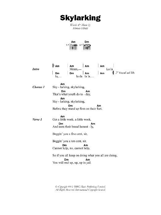 Download Horace Andy Skylarking Sheet Music and learn how to play Lyrics & Chords PDF digital score in minutes