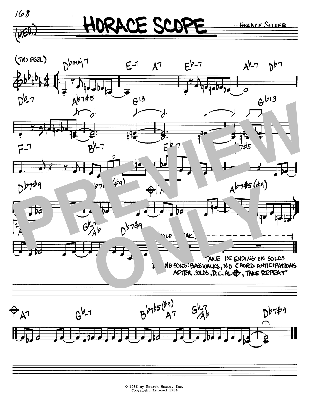 Download Horace Silver Horace Scope Sheet Music and learn how to play Real Book – Melody & Chords – C Instruments PDF digital score in minutes