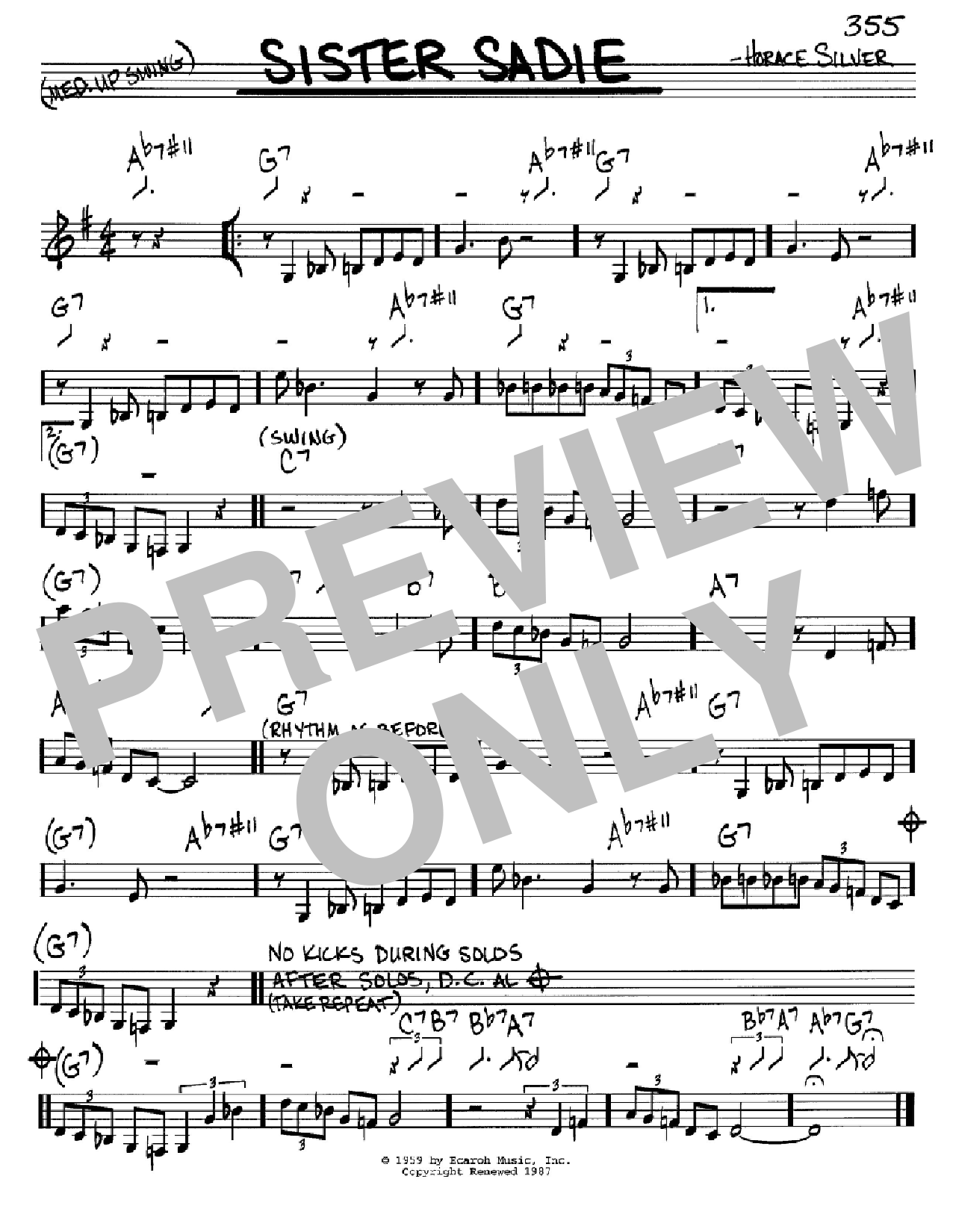 Download Horace Silver Sister Sadie Sheet Music and learn how to play Piano Transcription PDF digital score in minutes