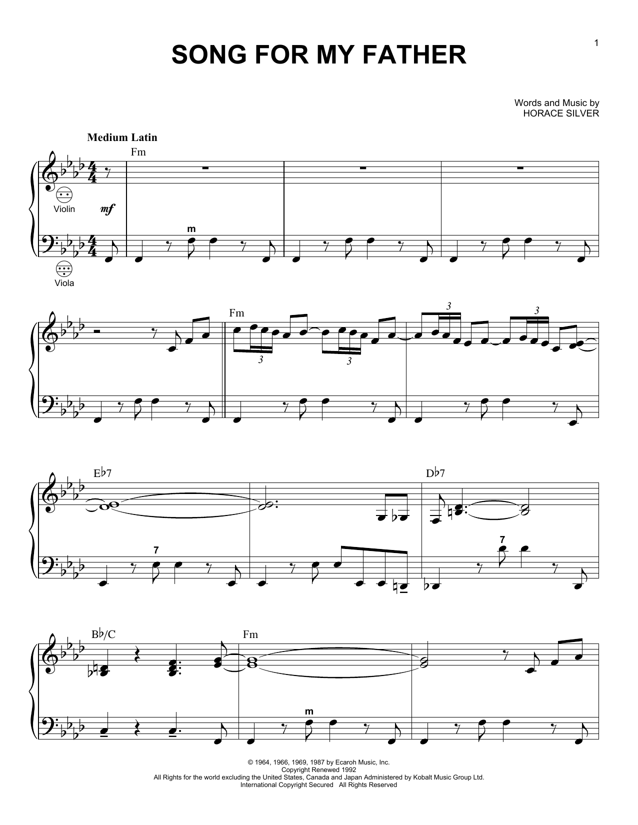 Download Horace Silver Song For My Father (arr. Gary Meisner) Sheet Music and learn how to play Accordion PDF digital score in minutes