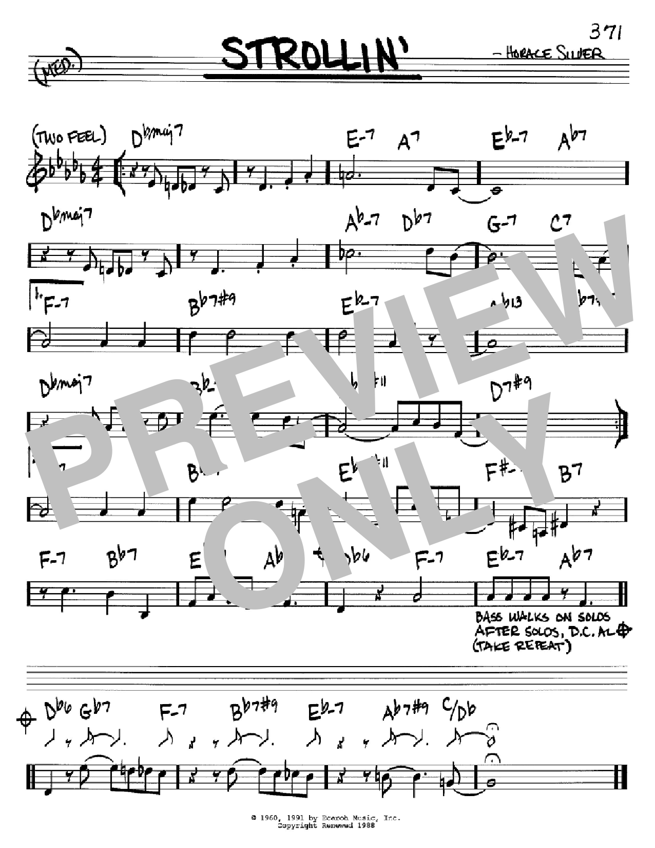 Download Horace Silver Strollin' Sheet Music and learn how to play Piano Transcription PDF digital score in minutes