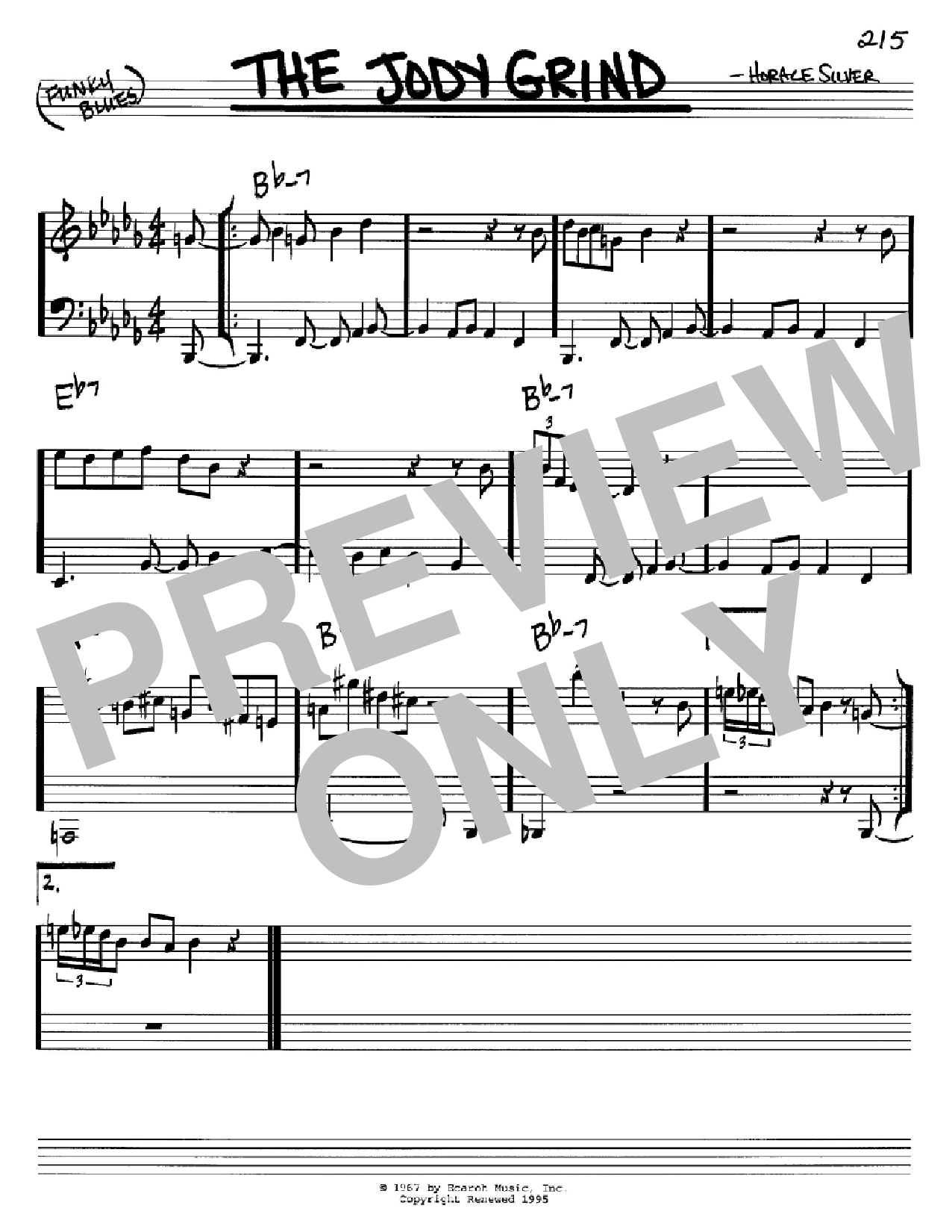 Download Horace Silver The Jody Grind Sheet Music and learn how to play Real Book – Melody & Chords – C Instruments PDF digital score in minutes