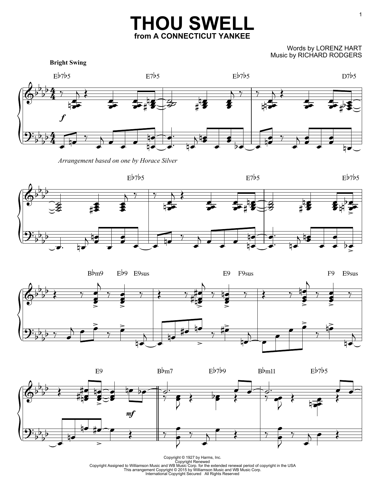 Download Horace Silver Thou Swell Sheet Music and learn how to play Piano PDF digital score in minutes