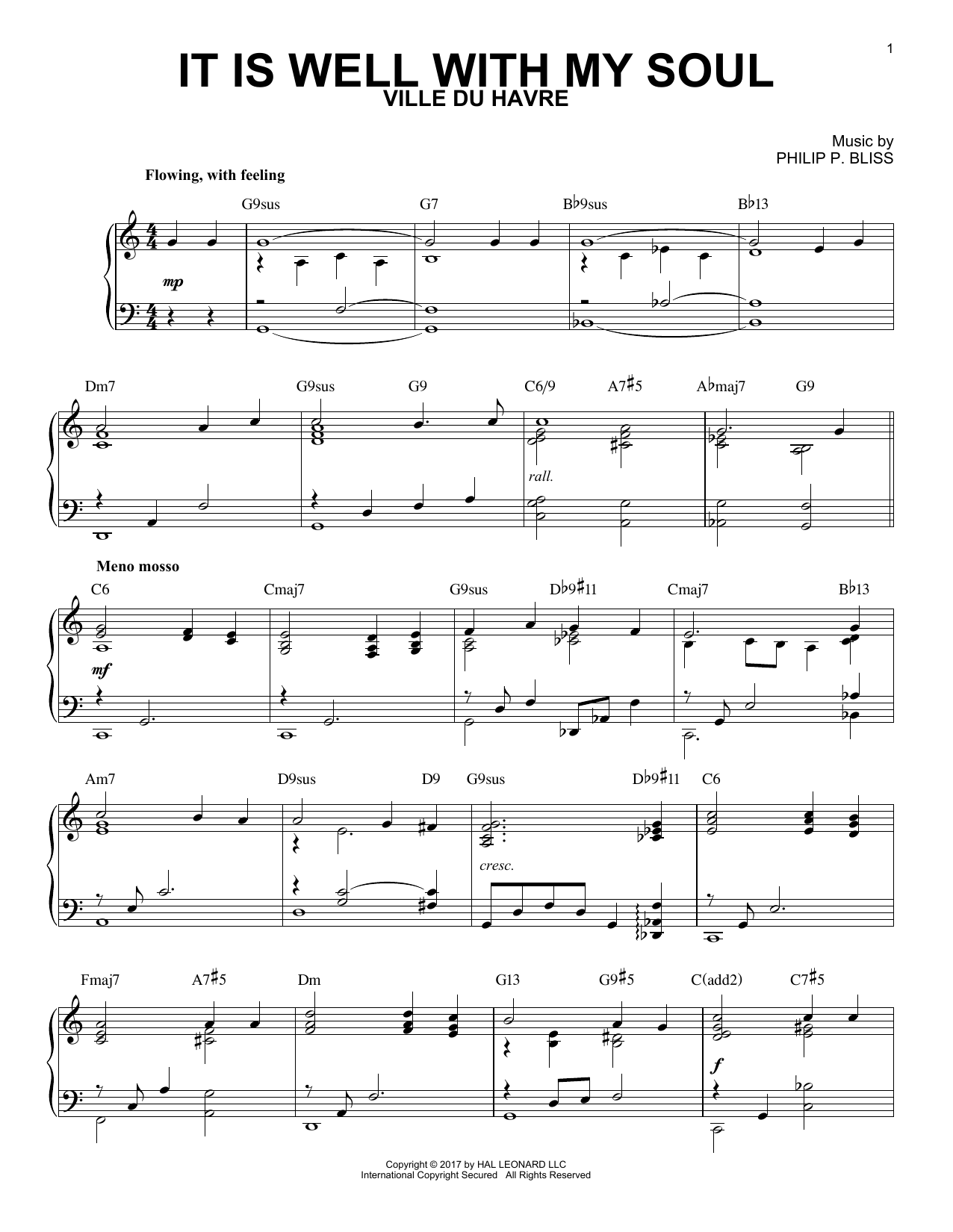 Download Horatio G. Spafford It Is Well With My Soul Sheet Music and learn how to play Piano PDF digital score in minutes