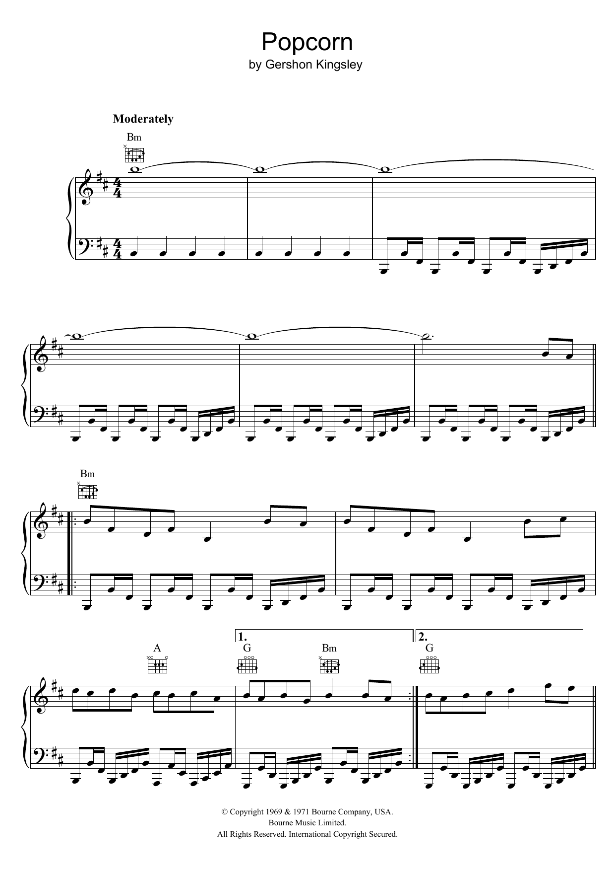 Hot Butter "Popcorn" Sheet Music Notes Download Printable PDF Score 121302