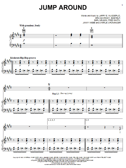 Download House Of Pain Jump Around Sheet Music and learn how to play Melody Line, Lyrics & Chords PDF digital score in minutes