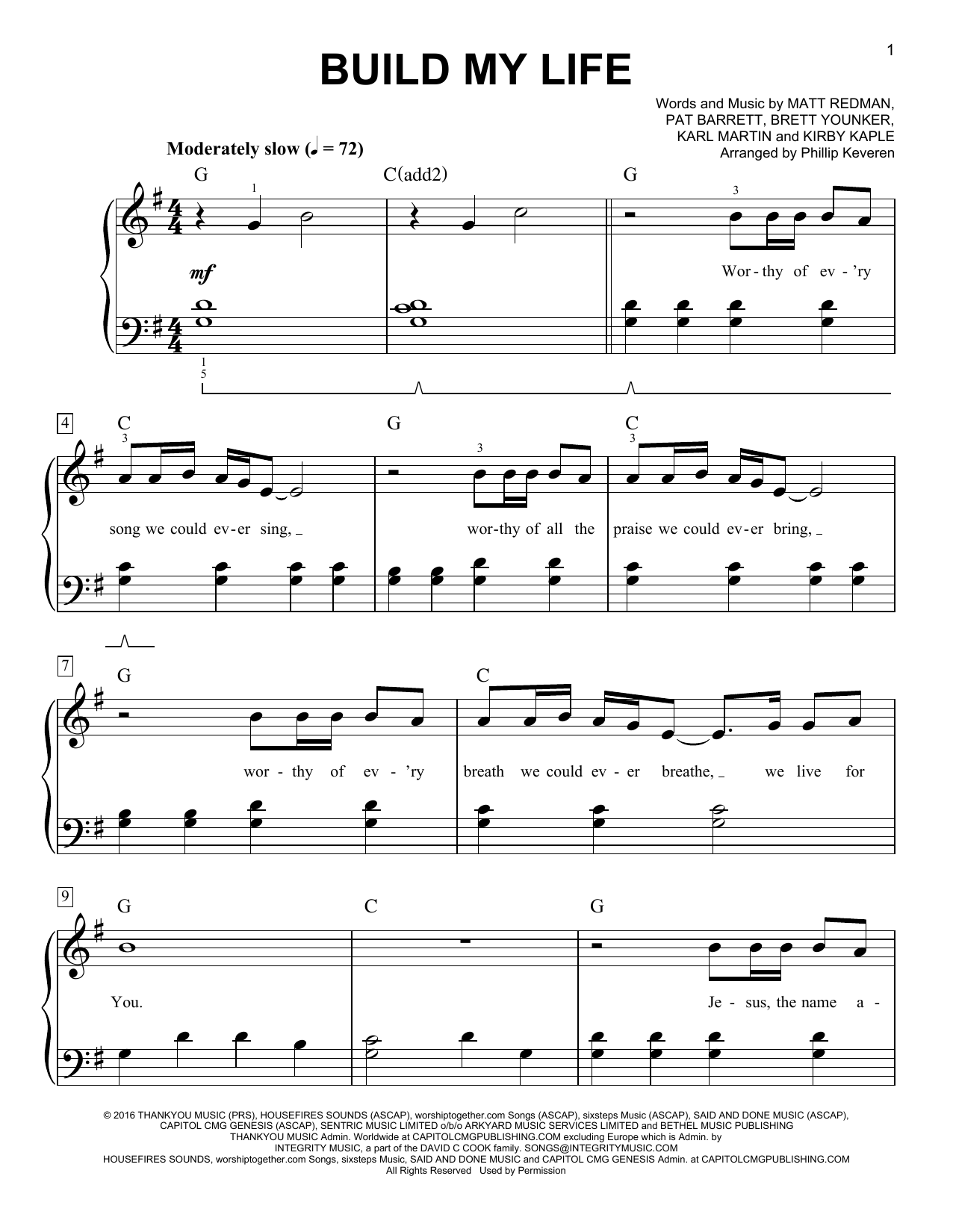 Download Housefires Build My Life (arr. Phillip Keveren) Sheet Music and learn how to play Piano Solo PDF digital score in minutes