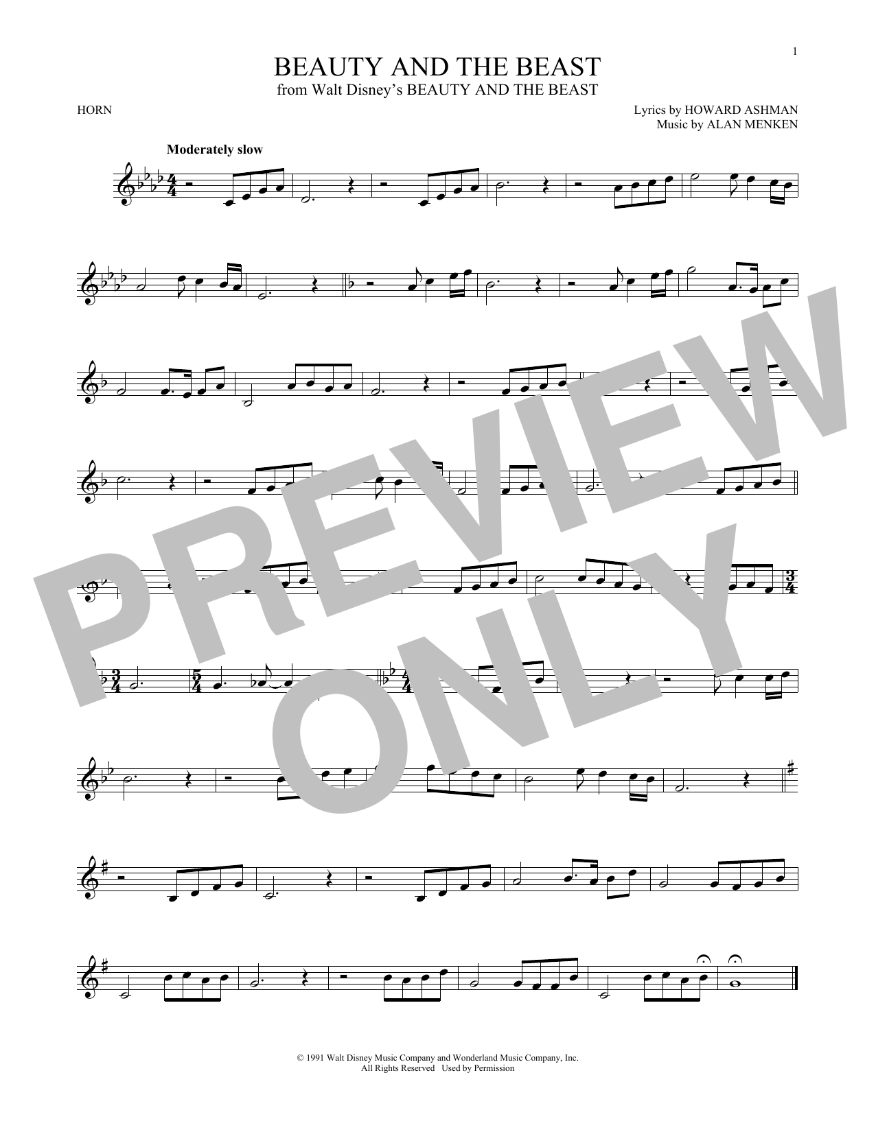 Download Alan Menken Beauty And The Beast Sheet Music and learn how to play Viola PDF digital score in minutes