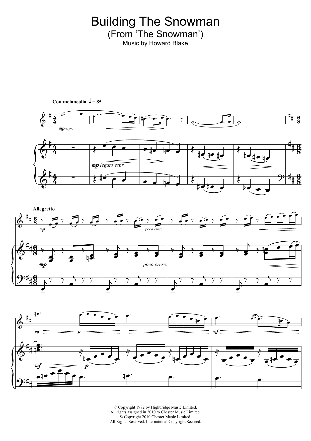 Download Howard Blake Building The Snowman (From 'The Snowman') Sheet Music and learn how to play Flute PDF digital score in minutes