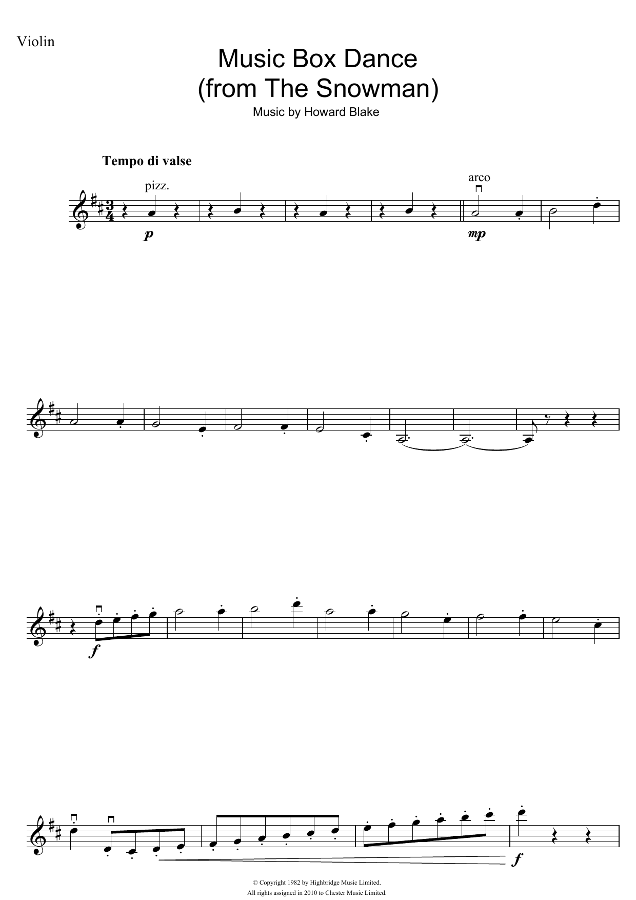 Download Howard Blake Music Box Dance (from The Snowman) Sheet Music and learn how to play Trumpet PDF digital score in minutes
