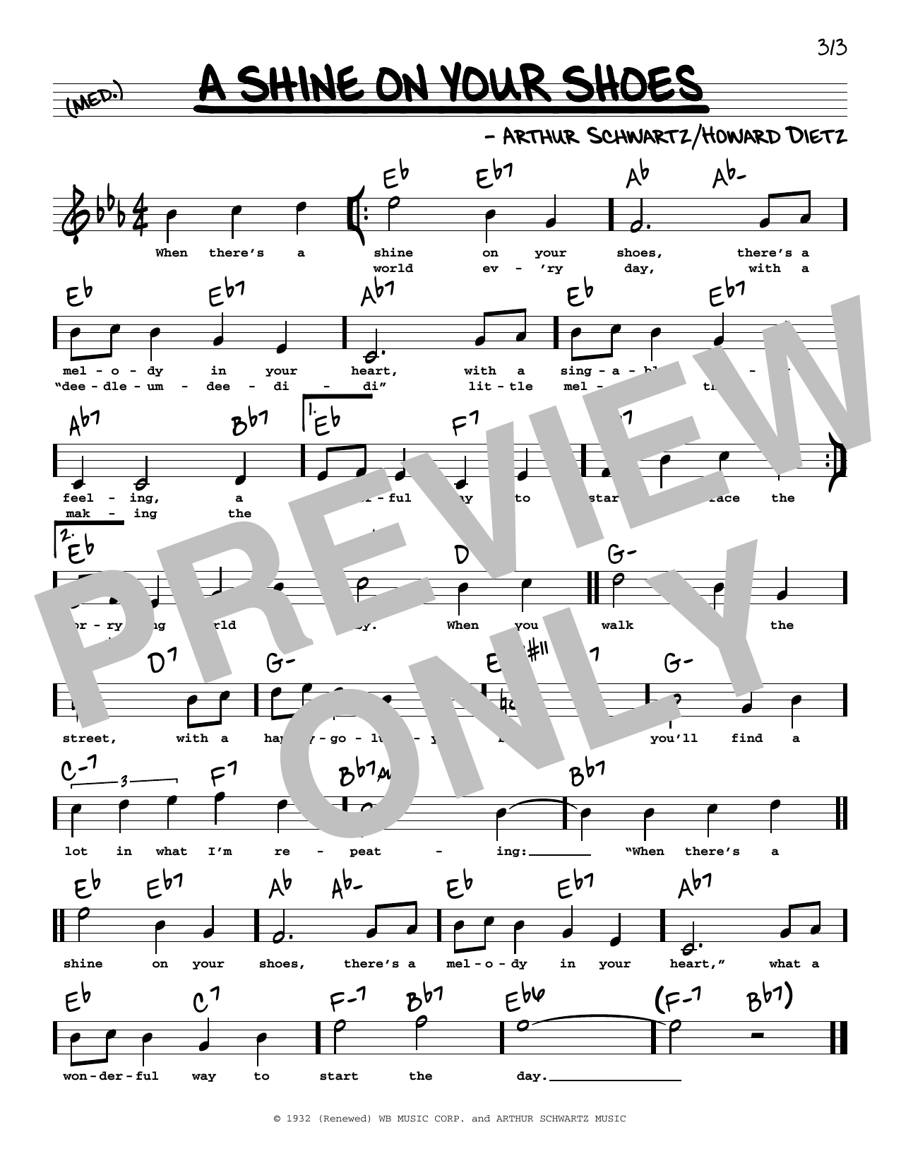 Download Howard Dietz and Arthur Schwartz A Shine On Your Shoes (High Voice) Sheet Music and learn how to play Real Book – Melody, Lyrics & Chords PDF digital score in minutes