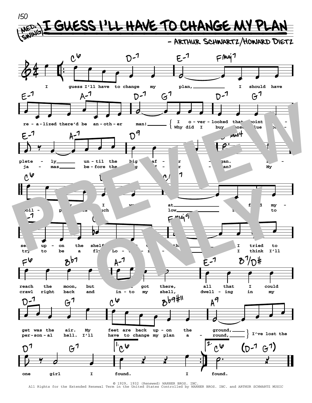 Download Howard Dietz and Arthur Schwartz I Guess I'll Have To Change My Plan (High Voice) Sheet Music and learn how to play Real Book – Melody, Lyrics & Chords PDF digital score in minutes