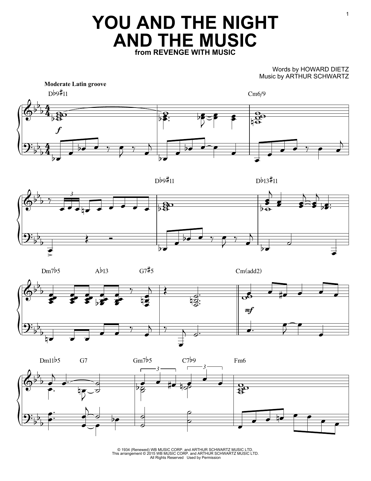 Download Arthur Schwartz You And The Night And The Music Sheet Music and learn how to play Piano PDF digital score in minutes