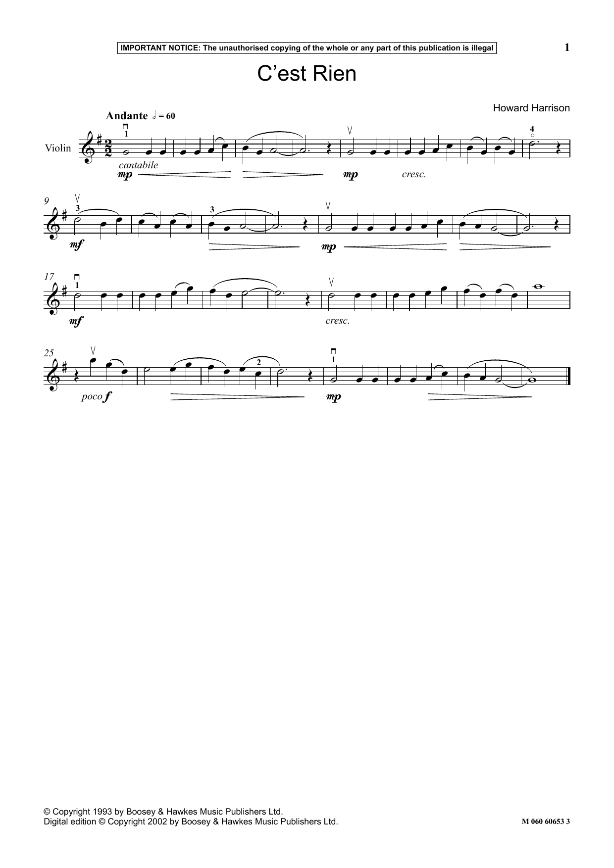Download Howard Harrison C Est Rien Sheet Music and learn how to play Instrumental Solo PDF digital score in minutes
