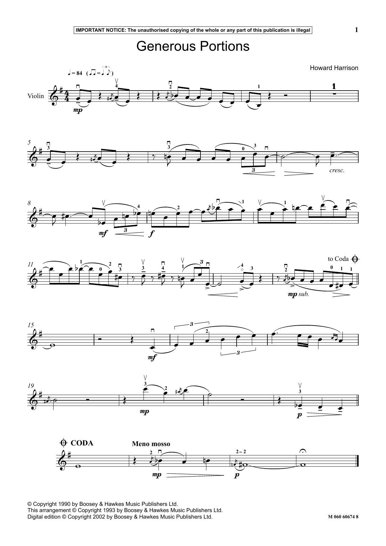 Download Howard Harrison Generous Portions Sheet Music and learn how to play Instrumental Solo PDF digital score in minutes