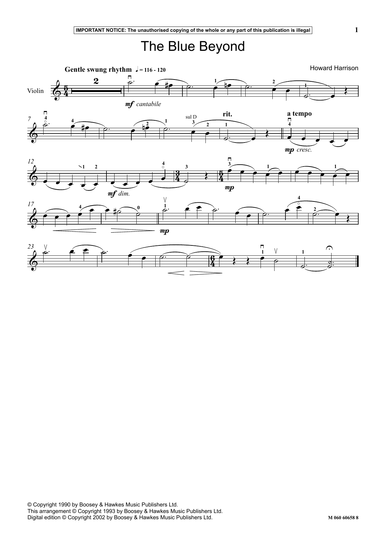 Download Howard Harrison The Blue Beyond Sheet Music and learn how to play Instrumental Solo PDF digital score in minutes