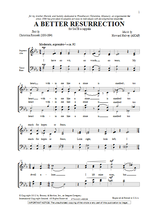 Download Howard Helvey A Better Resurrection Sheet Music and learn how to play SATB PDF digital score in minutes