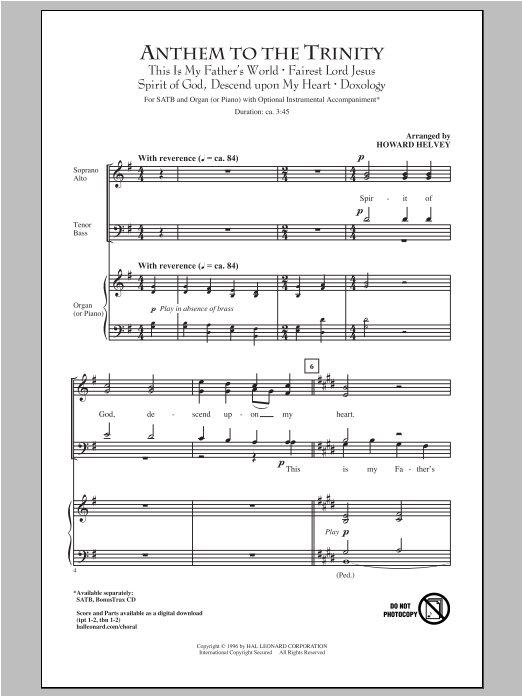 Download Howard Helvey Anthem Of Trinity Sheet Music and learn how to play SATB PDF digital score in minutes