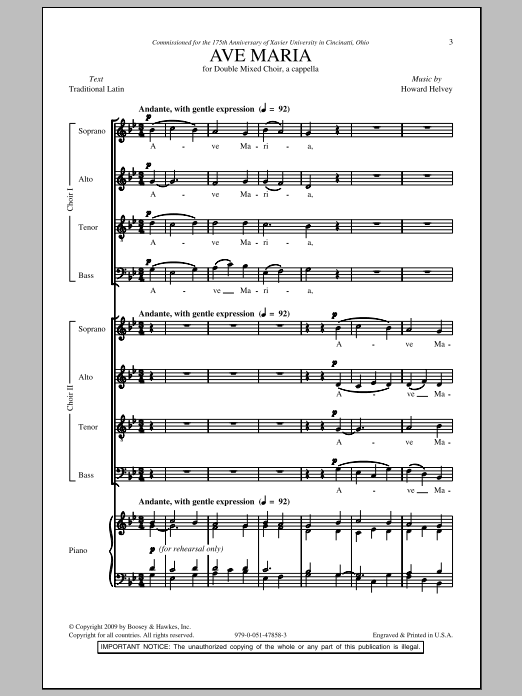 Download Howard Helvey Ave Maria Sheet Music and learn how to play SATB PDF digital score in minutes