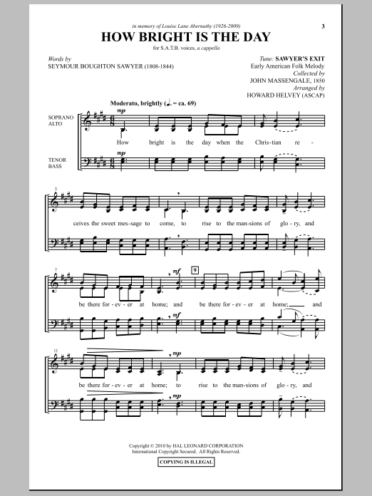 Download Howard Helvey How Bright Is The Day Sheet Music and learn how to play SATB Choir PDF digital score in minutes