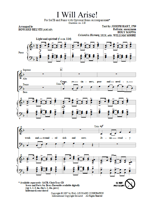 Download Howard Helvey I Will Arise! Sheet Music and learn how to play SATB PDF digital score in minutes