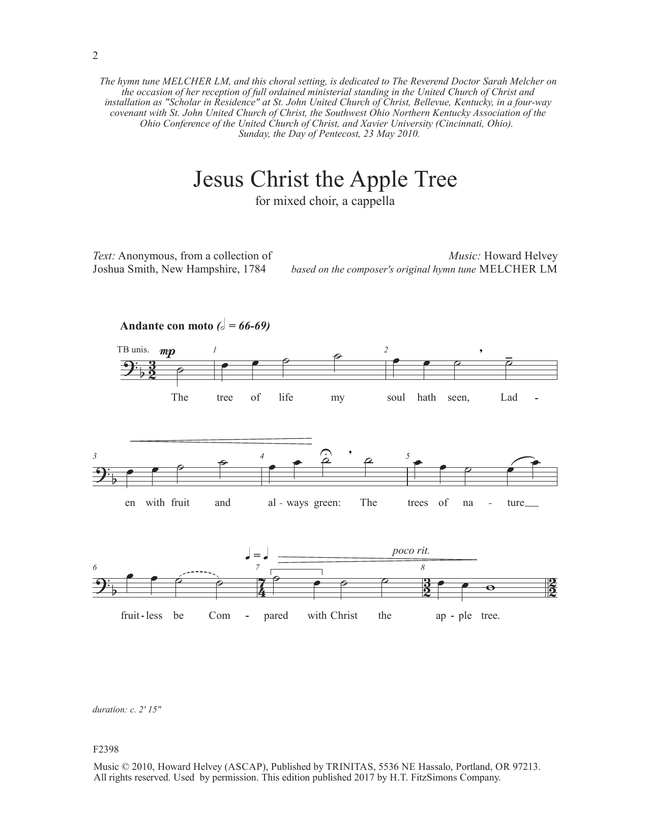 Download Howard Helvey Jesus Christ the Apple Tree Sheet Music and learn how to play Choir PDF digital score in minutes