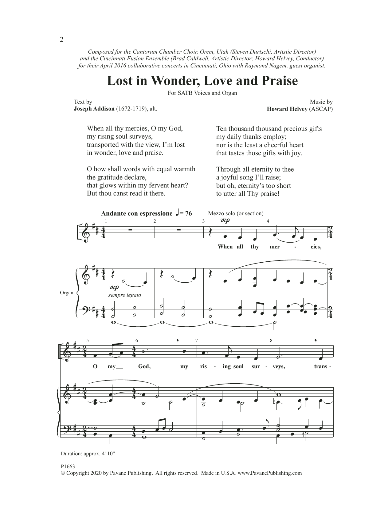 Download Howard Helvey Lost In Wonder, Love And Praise Sheet Music and learn how to play SATB Choir PDF digital score in minutes