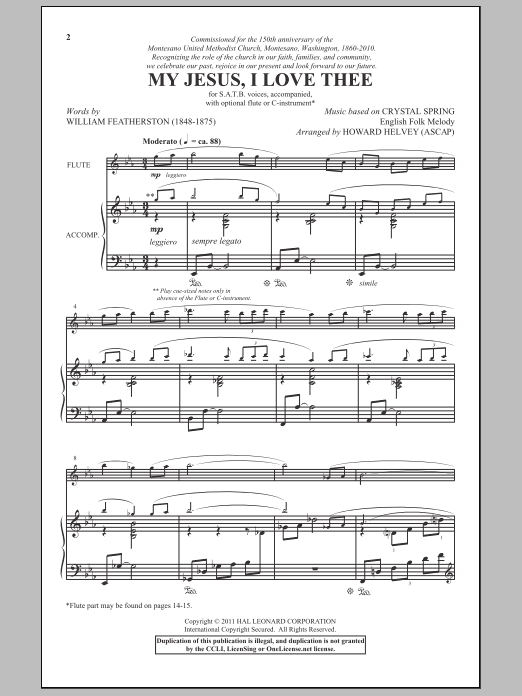 Download Traditional Folksong My Jesus, I Love Thee (arr. Howard Helvey) Sheet Music and learn how to play SATB PDF digital score in minutes