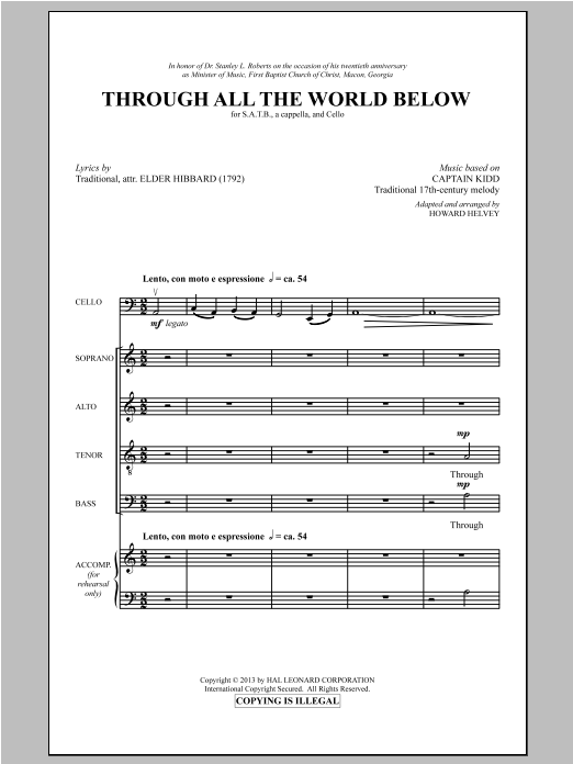 Download Howard Helvey Through All The World Below Sheet Music and learn how to play SATB PDF digital score in minutes