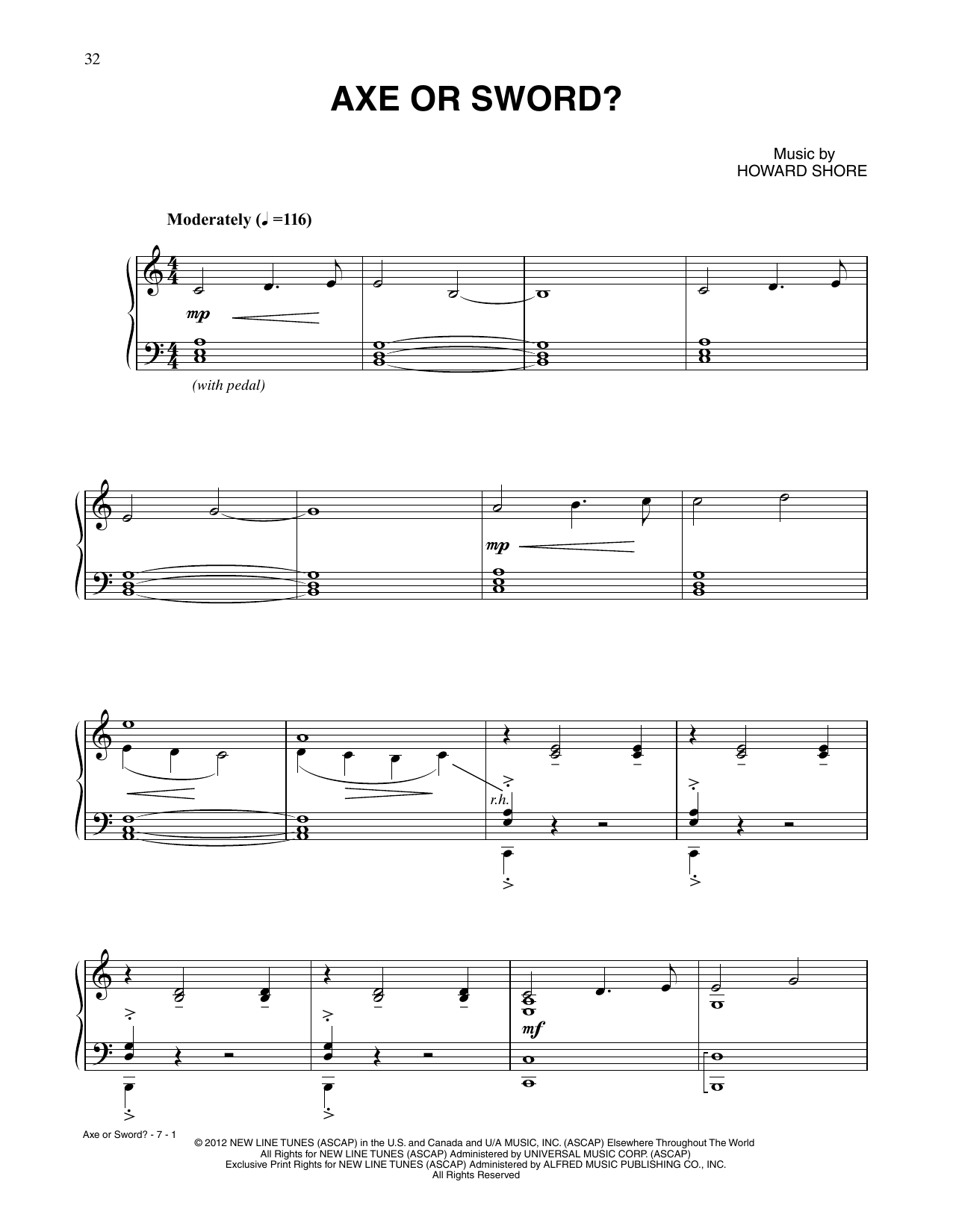 Download Howard Shore Axe Or Sword (from The Hobbit: An Unexpected Journey) Sheet Music and learn how to play Piano Solo PDF digital score in minutes