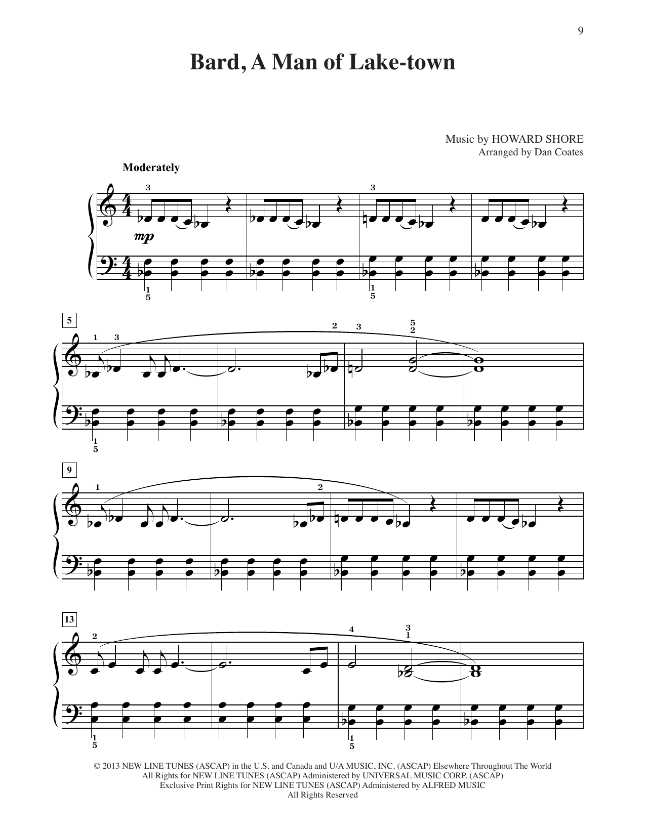 Download Howard Shore Bard, A Man Of Lake-Town (from The Hobbit) (arr. Dan Coates) Sheet Music and learn how to play Easy Piano PDF digital score in minutes