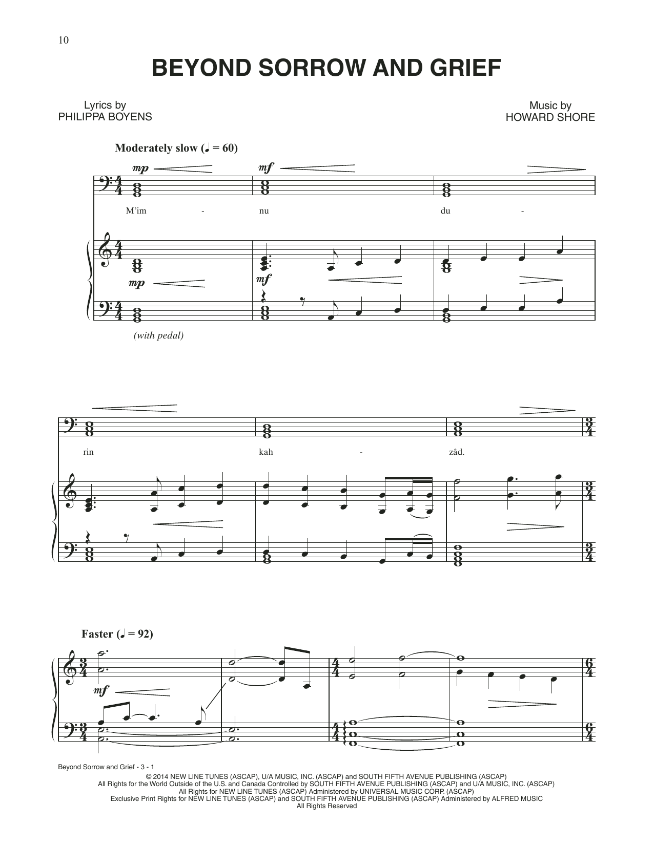 Download Howard Shore Beyond Sorrow And Grief (from The Hobbit: The Battle of the Five Armies) Sheet Music and learn how to play Piano & Vocal PDF digital score in minutes