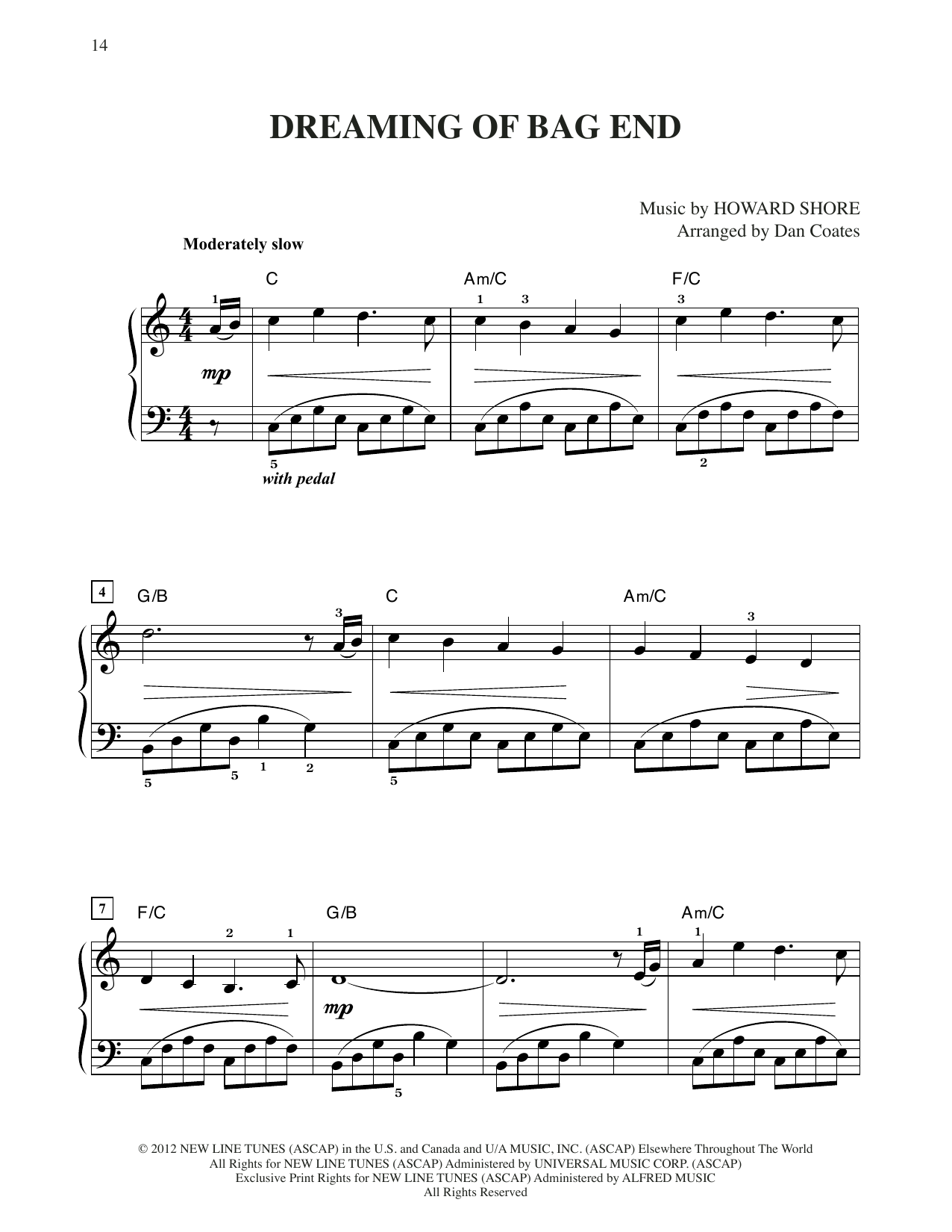 Download Howard Shore Dreaming Of Bag End (from The Hobbit: An Unexpected Journey) (arr. Dan Coates) Sheet Music and learn how to play Easy Piano PDF digital score in minutes