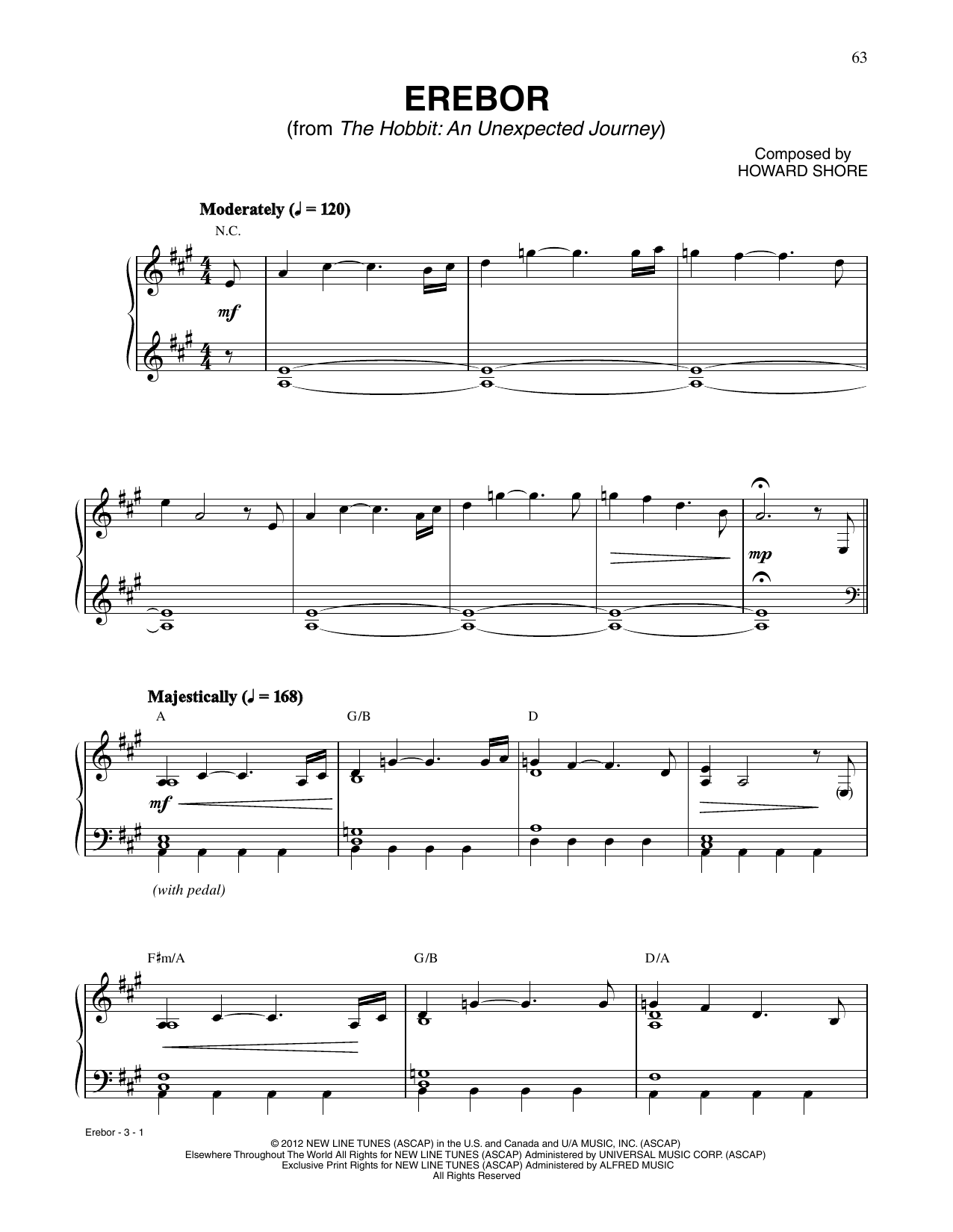 Download Howard Shore Erebor (from The Hobbit: An Unexpected Journey) Sheet Music and learn how to play Piano Solo PDF digital score in minutes