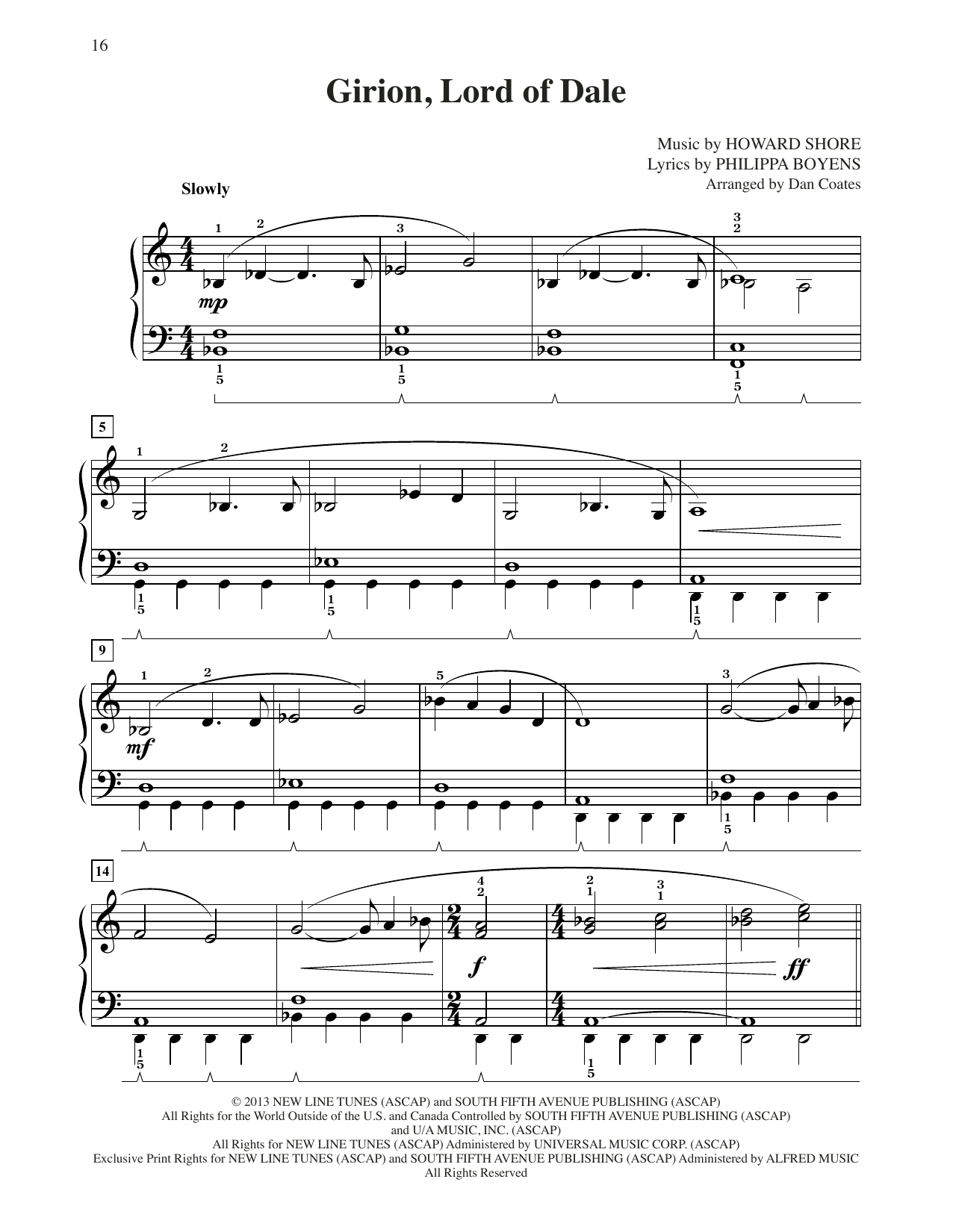 Download Howard Shore Girion, Lord Of Dale (from The Hobbit: The Desolation of Smaug) (arr. Dan Coates Sheet Music and learn how to play Easy Piano PDF digital score in minutes