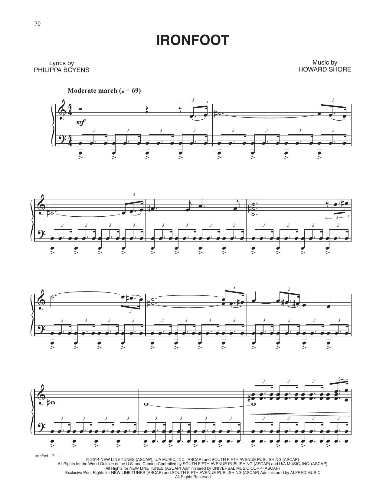 Download Howard Shore Ironfoot (from The Hobbit: The Battle of the Five Armies) Sheet Music and learn how to play Piano Solo PDF digital score in minutes