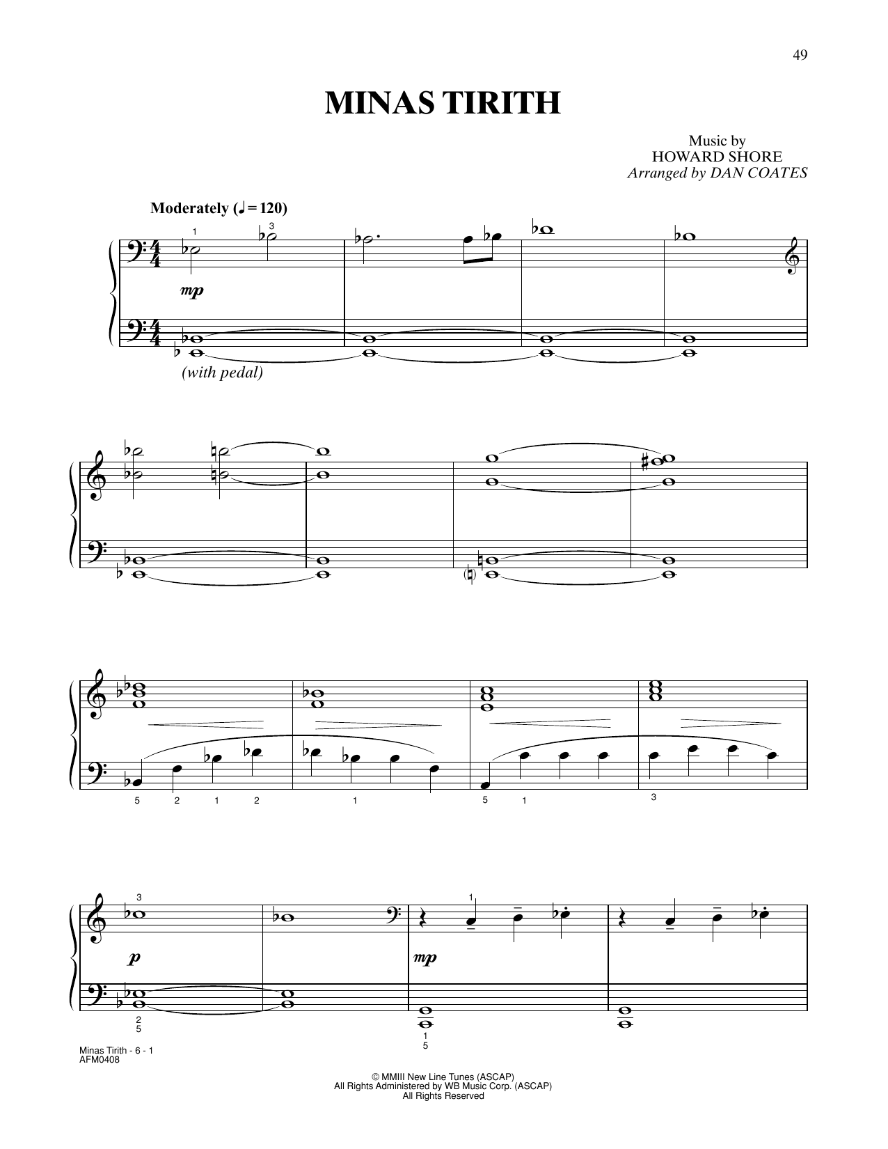 Download Howard Shore Minas Tirith (from The Lord Of The Rings: The Return Of The King) (arr. Dan Coat Sheet Music and learn how to play Easy Piano PDF digital score in minutes