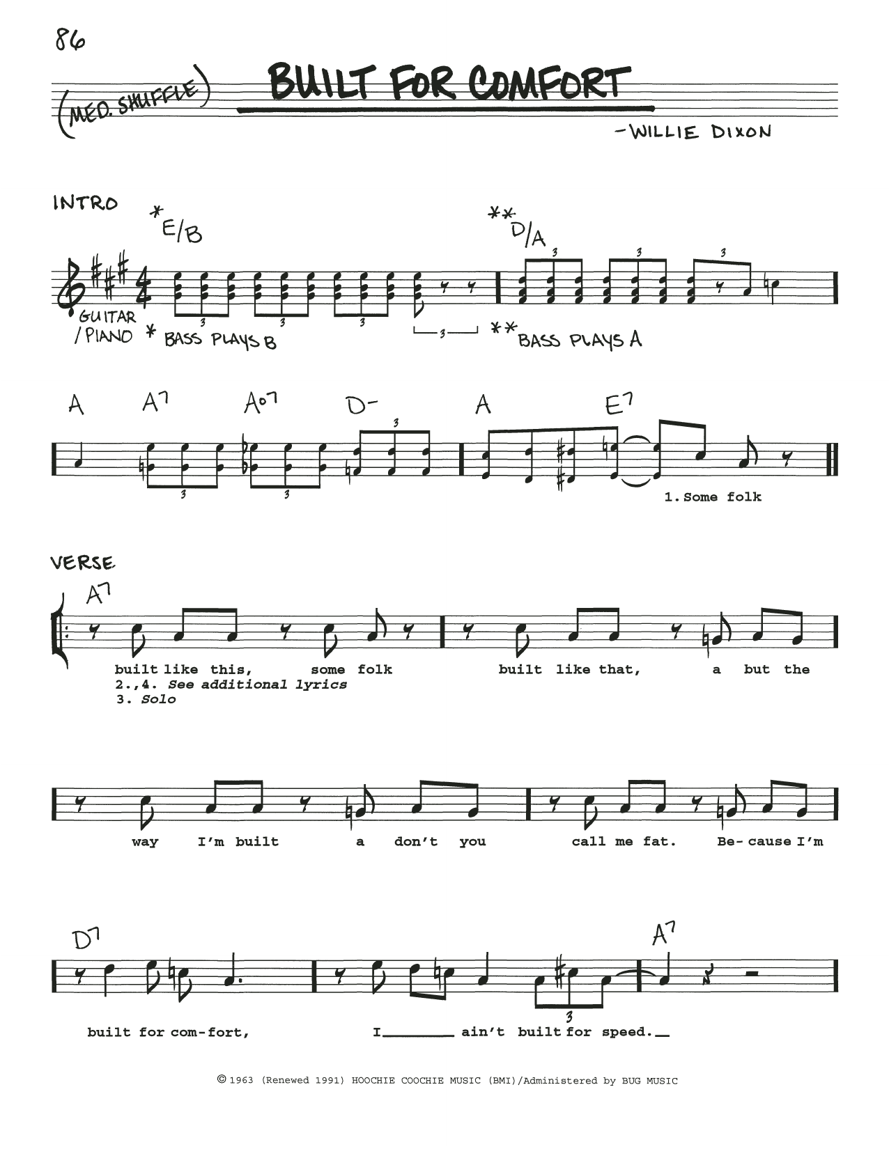 Download Howlin' Wolf Built For Comfort Sheet Music and learn how to play Real Book – Melody, Lyrics & Chords PDF digital score in minutes