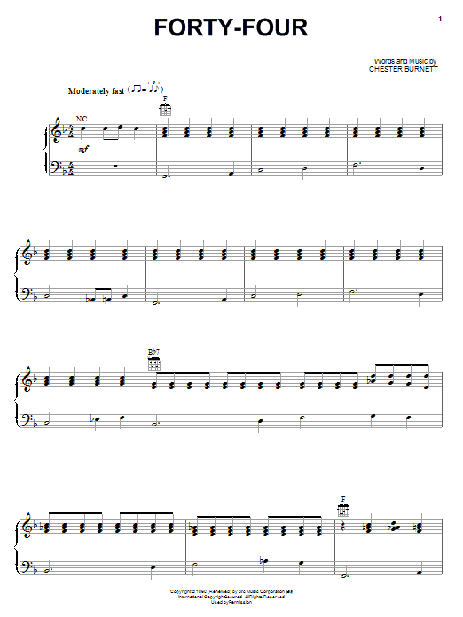 Download Howlin' Wolf Forty-Four Sheet Music and learn how to play Piano, Vocal & Guitar (Right-Hand Melody) PDF digital score in minutes