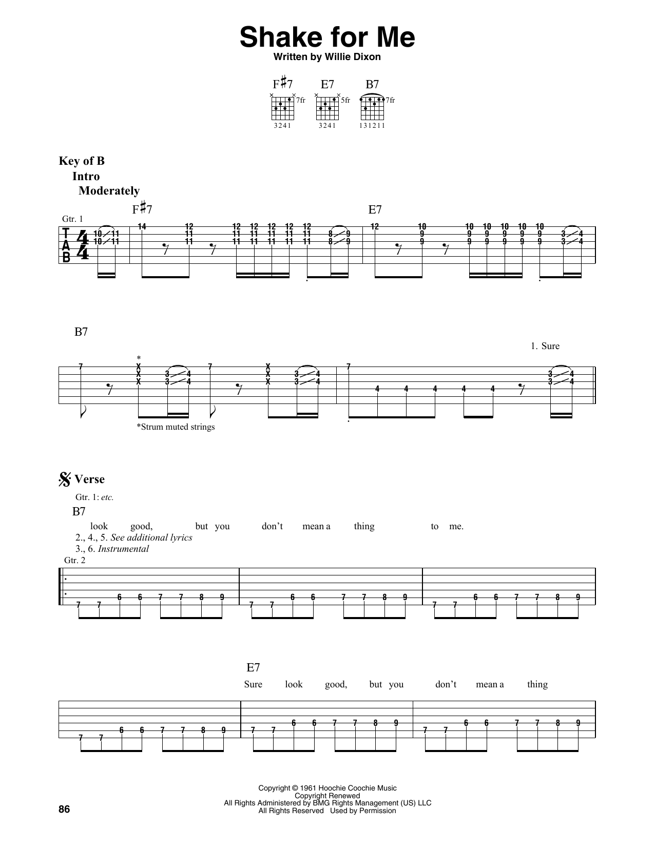 Download Howlin' Wolf Shake For Me Sheet Music and learn how to play Guitar Lead Sheet PDF digital score in minutes