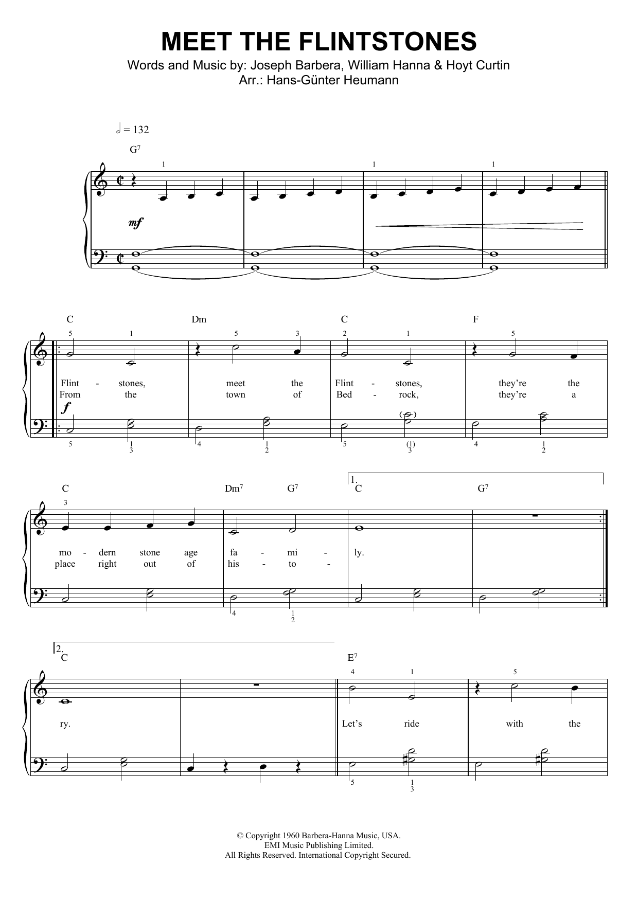 Download Hoyt Curtin (Meet The) Flintstones Sheet Music and learn how to play Keyboard PDF digital score in minutes