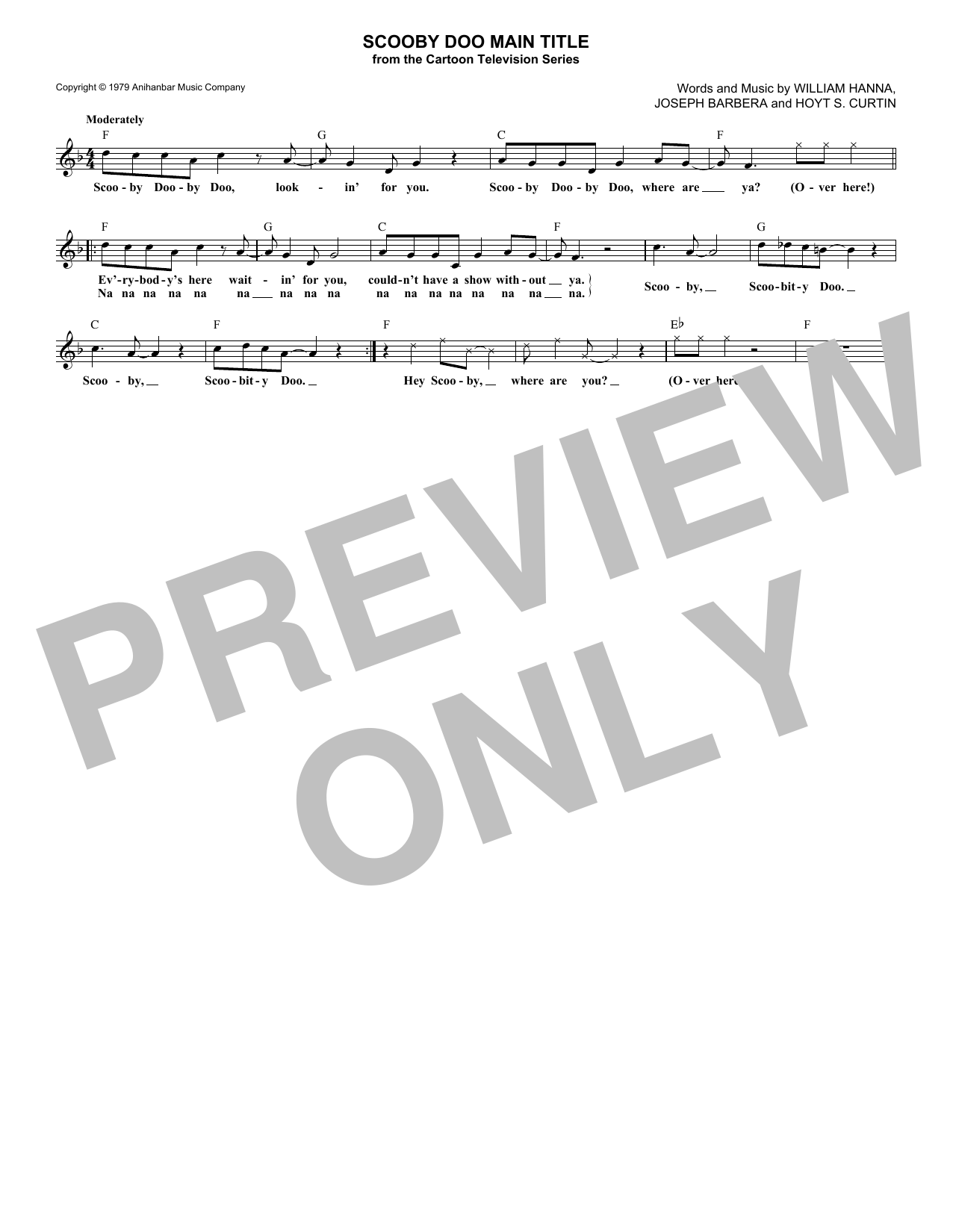 Download Hoyt Curtin Scooby Doo Main Title Sheet Music and learn how to play Lead Sheet / Fake Book PDF digital score in minutes