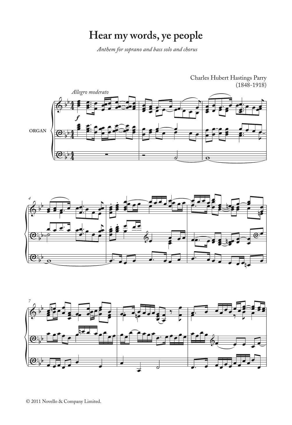 Download Hubert Parry Hear My Words, Ye People Sheet Music and learn how to play Choir PDF digital score in minutes